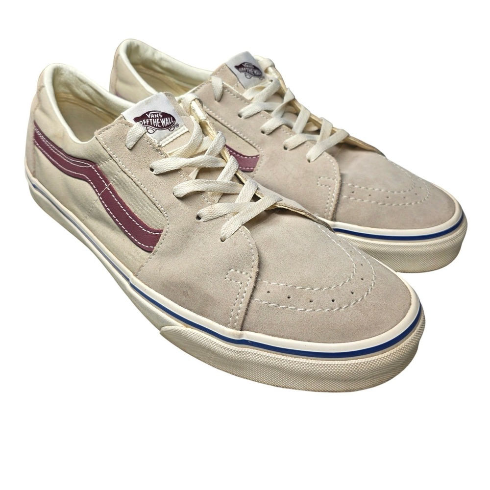 Vans Sk8-Low Oatmeal Burgundy Suede Canvas Mens Size 13 VN0A4UUKB17
